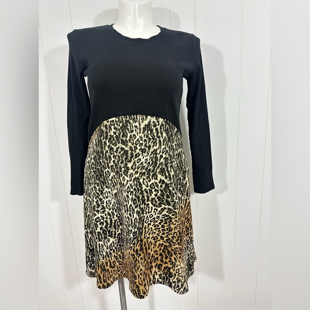 Zara Trafaluc Women’s leopard print Long Sleeve Dress Sz Large